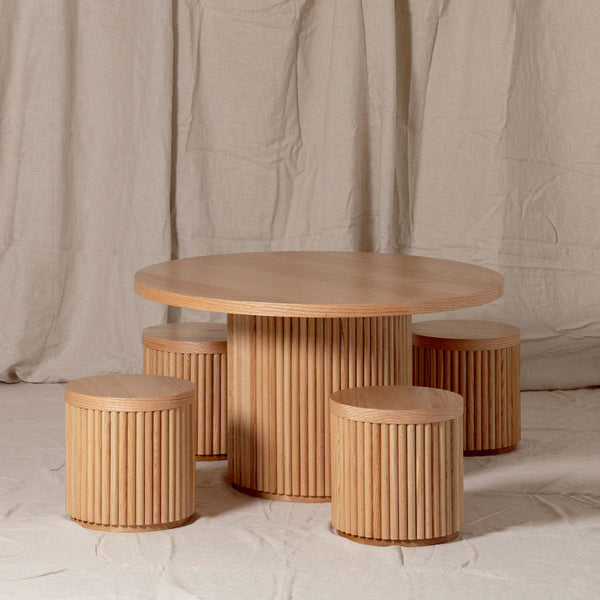 Fluted Round Kids Table – Solid European Oak Activity Table