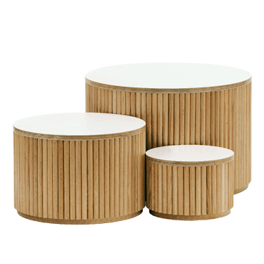 Nesting Fluted Tables - White