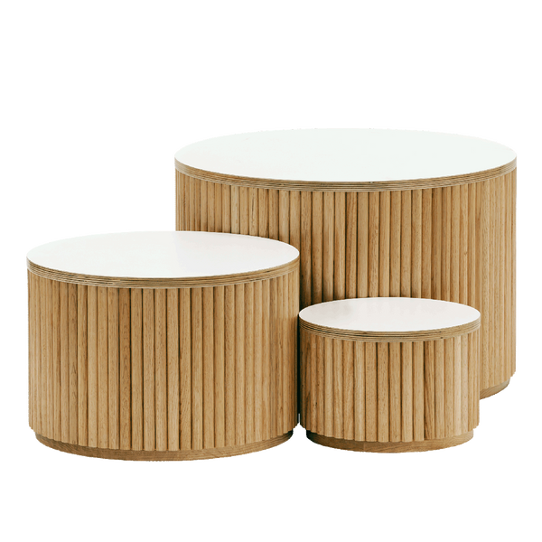 Nesting Fluted Tables - White