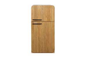 Oak Fluted Play Fridge – Montessori Wooden Toy Refrigerator