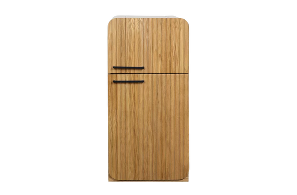Oak Fluted Play Fridge – Montessori Wooden Toy Refrigerator