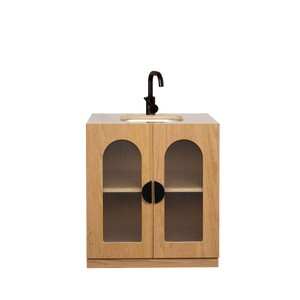 Oak Fluted Sink – Montessori Wooden Play Kitchen