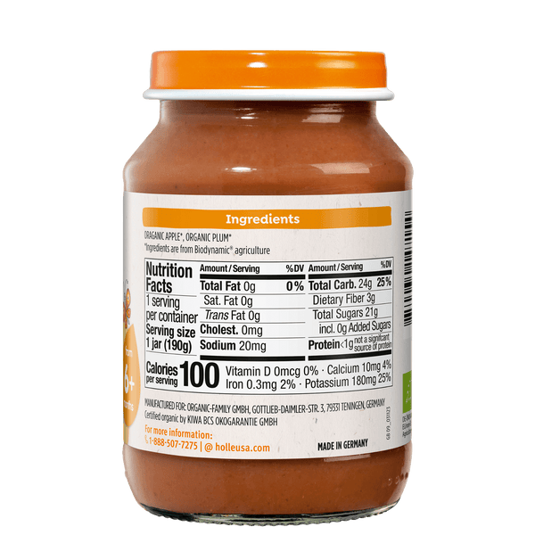 Holle Organic Baby Food Jar - Apple & Plum - 12 Jars