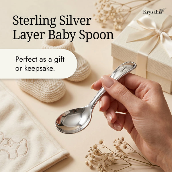 Krysaliis Sterling Silver Beaded Cross Feeding Spoon
