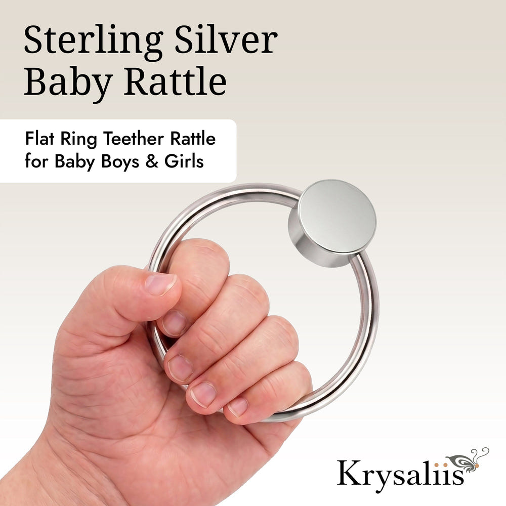Krysaliis Sterling Silver Teether Rattle - Flat Ring