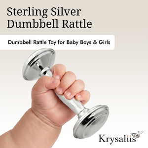 Krysaliis Sterling Silver Dumbbell Baby Rattle