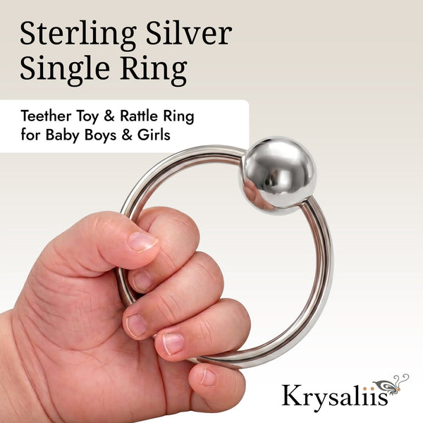 Krysaliis Sterling Silver Teether Rattle - Single Ring