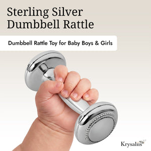 Krysaliis Sterling Silver Dumbbell Rattle -  Beaded
