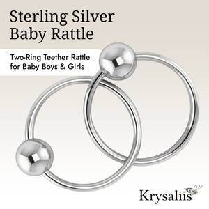 Krysaliis Sterling Silver Baby Teether Rattle -  2 Ring