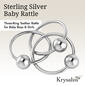 Krysaliis Sterling Silver Baby Teether & Rattle - 3 Ring