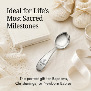 Krysaliis Sterling Silver Beaded Cross Feeding Spoon