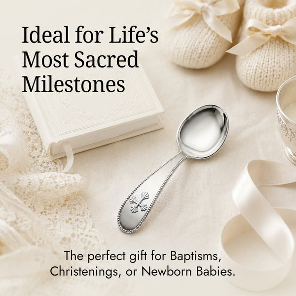 Krysaliis Sterling Silver Beaded Cross Feeding Spoon