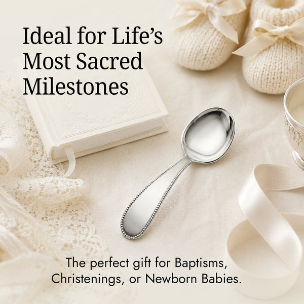 Beaded Baby Sterling Silver Feeding Spoon by Krysaliis