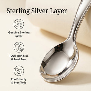 Krysaliis Sterling Silver Beaded Cross Feeding Spoon