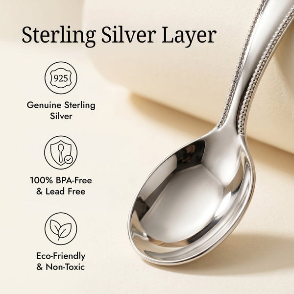 Krysaliis Sterling Silver Beaded Cross Feeding Spoon