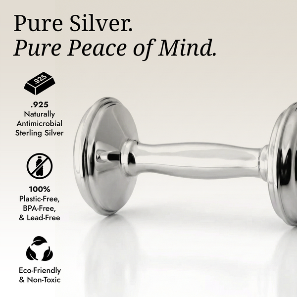 Krysaliis Sterling Silver Dumbbell Baby Rattle