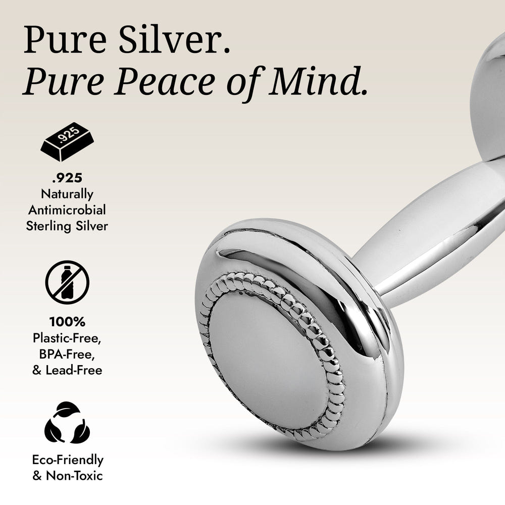 Krysaliis Sterling Silver Dumbbell Rattle -  Beaded