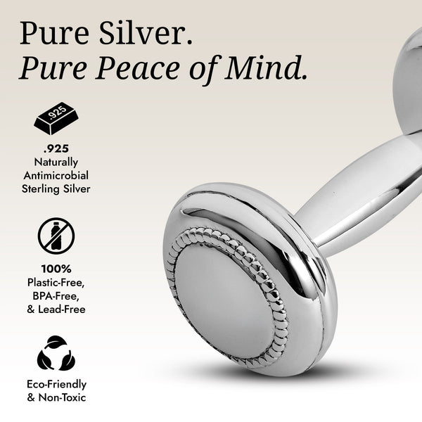 Krysaliis Sterling Silver Dumbbell Rattle -  Beaded