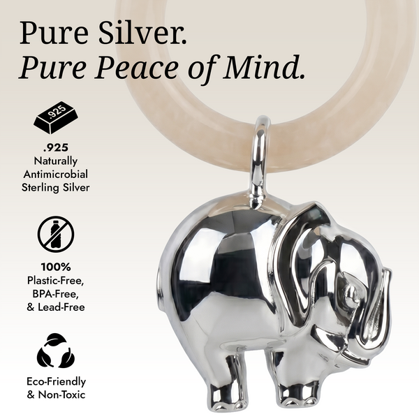 Krysaliis Sterling Silver Baby Rattle - Elephant Ring