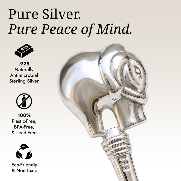 Krysaliis Sterling Silver Baby Rattle - Elephant