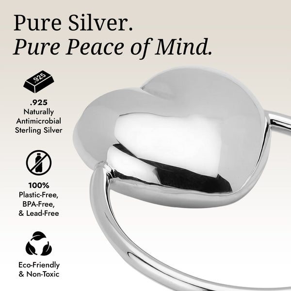 Krysaliis Sterling Silver Baby Teether Rattle - Heart