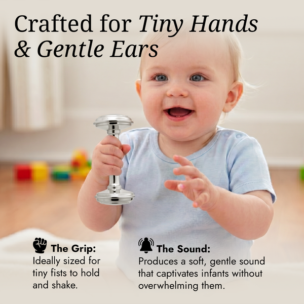 Krysaliis Sterling Silver Dumbbell Baby Rattle