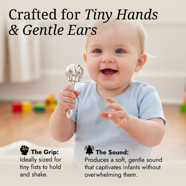 Krysaliis Sterling Silver Baby Rattle - Elephant