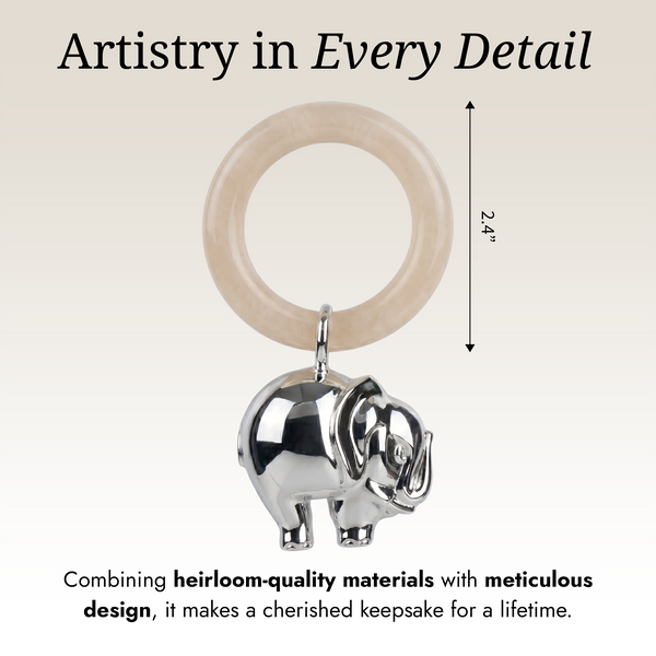 Krysaliis Sterling Silver Baby Rattle - Elephant Ring