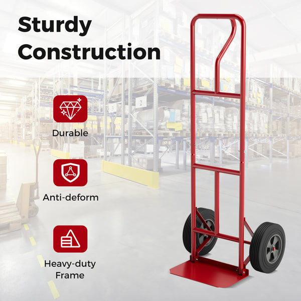 P-Handle Hand Truck with Foldable Load Plate for Warehouse Garage