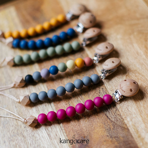 Kanga Care Silicone & Wood Paci Clip - Rainbow