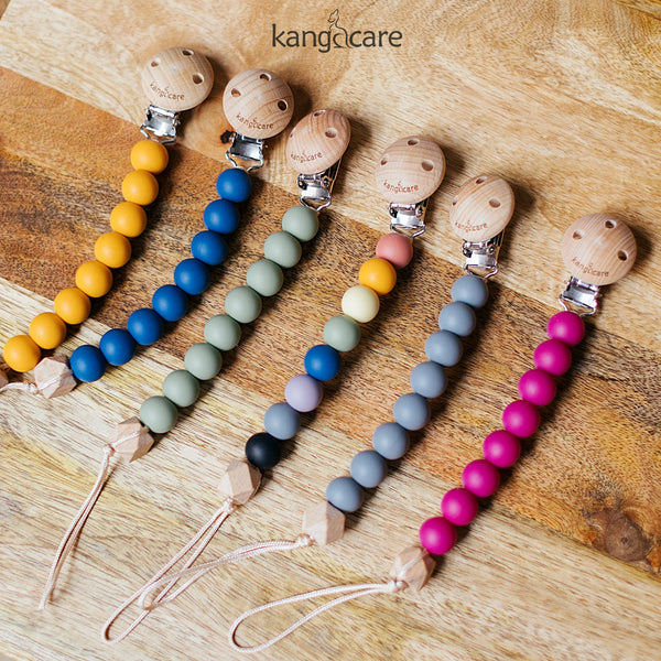 Kanga Care Silicone & Wood Paci Clip - Midnight