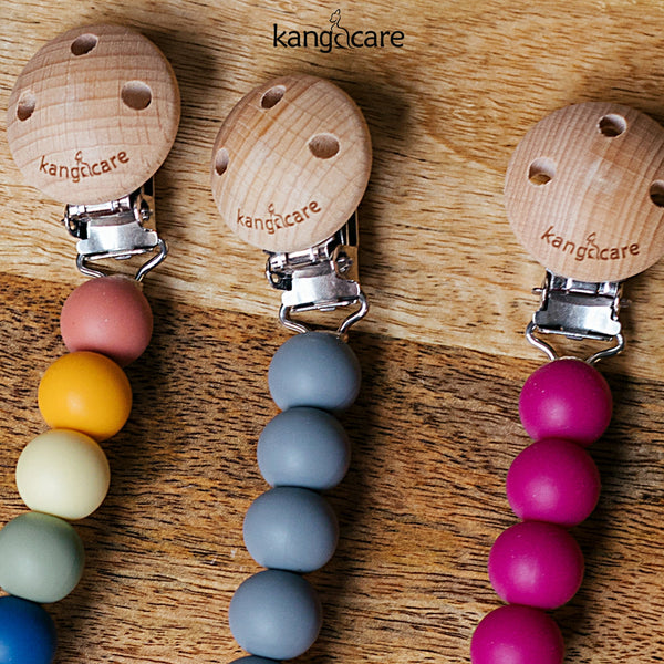 Kanga Care Silicone & Wood Paci Clip - Graphite