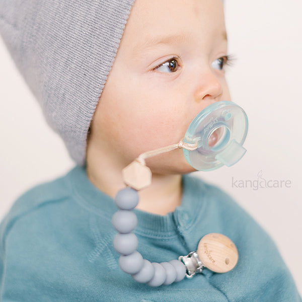 Kanga Care Silicone & Wood Paci Clip - Graphite