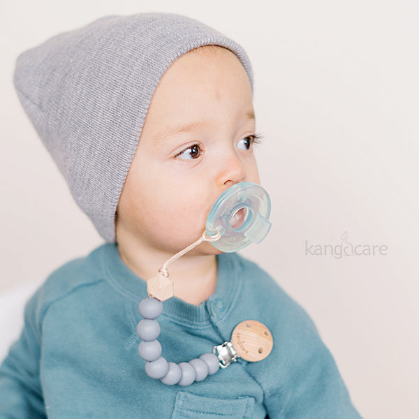 Kanga Care Silicone & Wood Paci Clip - Boysenberry