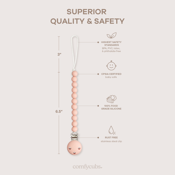 Pacifier Clips in Pink Blush, 2 Pack