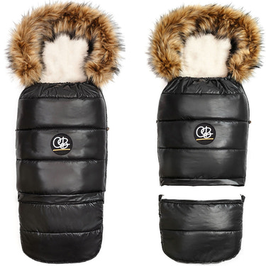 Pastel Black Organic Premium Beige Wool Adjustable Footmuff