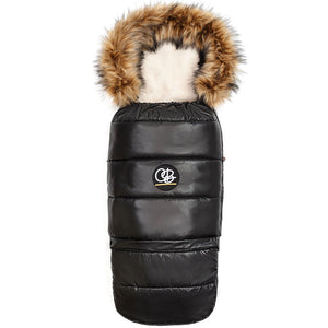 Pastel Black Organic Premium Beige Wool Adjustable Footmuff