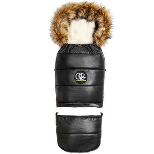 Pastel Black Organic Premium Beige Wool Adjustable Footmuff