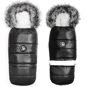 Pastel Black Organic Premium Gray Wool Adjustable Footmuff