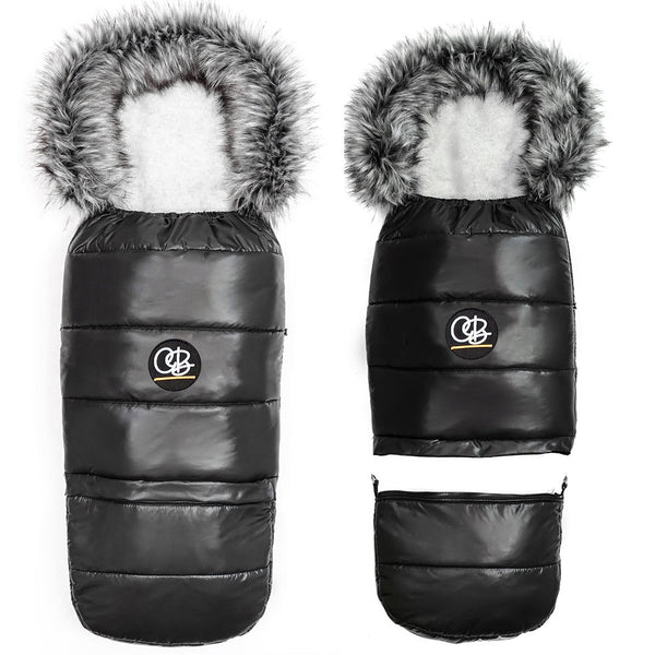 Pastel Black Organic Premium Gray Wool Adjustable Footmuff