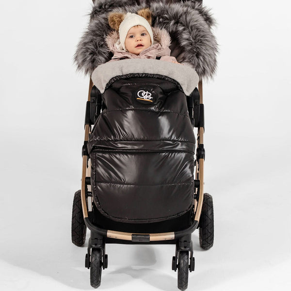 Pastel Black Organic Premium Gray Wool Adjustable Footmuff