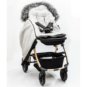 Pastel Black Organic Premium Gray Wool Adjustable Footmuff