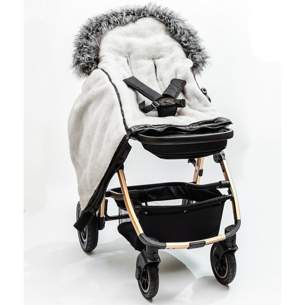 Pastel Black Organic Premium Gray Wool Adjustable Footmuff