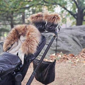 Pastel Black Organic Premium Beige Wool Adjustable Footmuff
