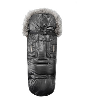 Pastel Black Organic Premium Gray Wool Adjustable Footmuff