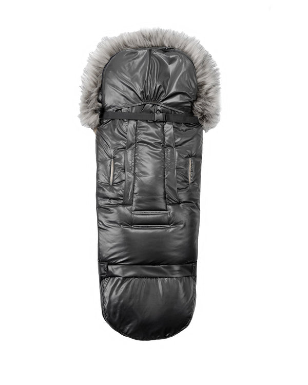 Pastel Black Organic Premium Gray Wool Adjustable Footmuff