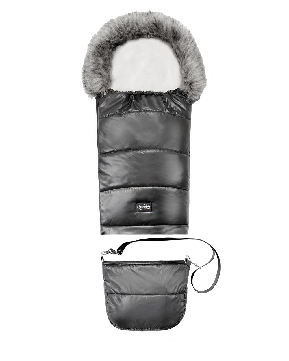 Pastel Black Organic Premium Gray Wool Adjustable Footmuff