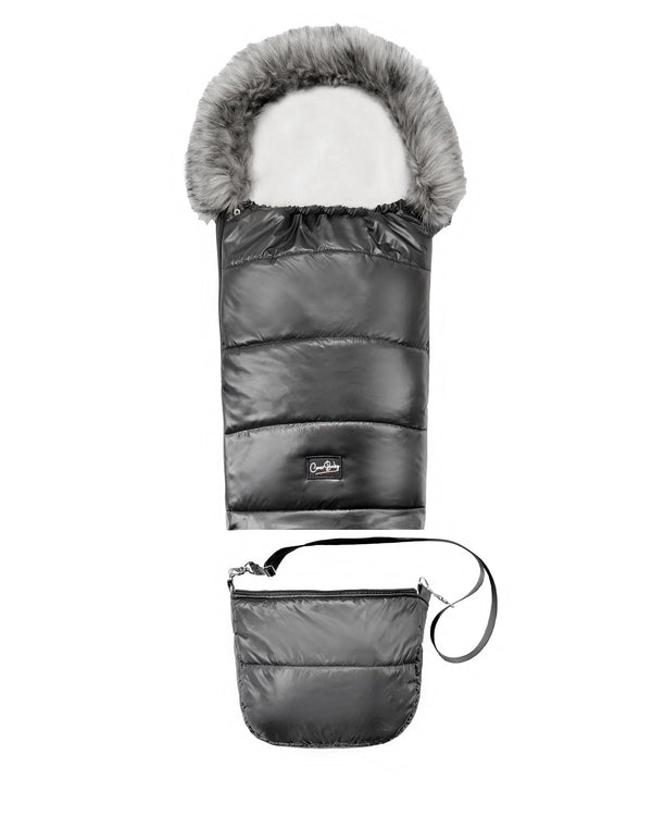 Pastel Black Organic Premium Gray Wool Adjustable Footmuff