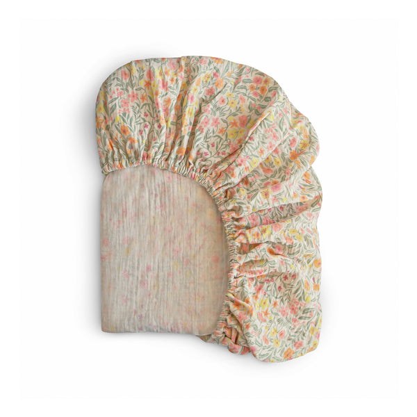 Mushie Mini Muslin Crib Sheet 100% Cotton Breathable