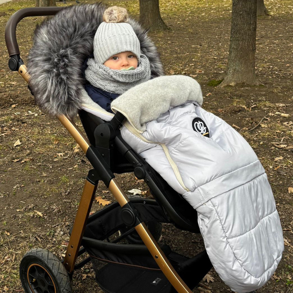 Pastel Gray Organic Premium Gray Wool Adjustable Footmuff